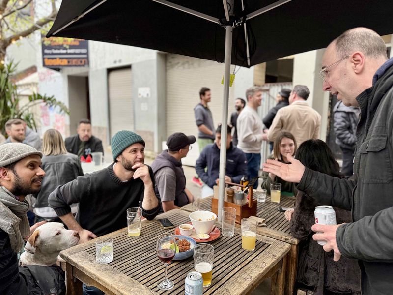 Marshy chatting at a tech meetup
